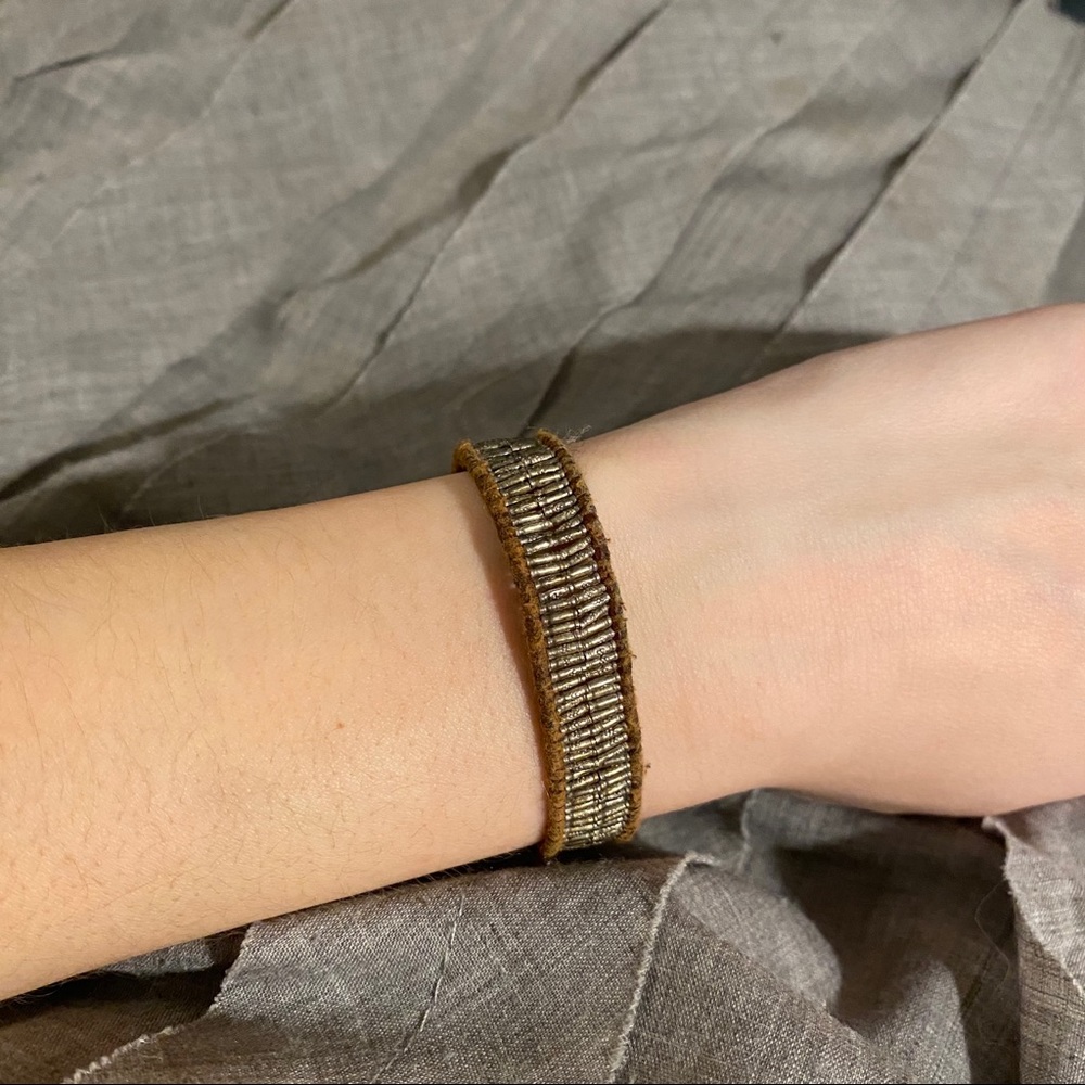 Chan Luu Gold Beaded Leather Bracelet